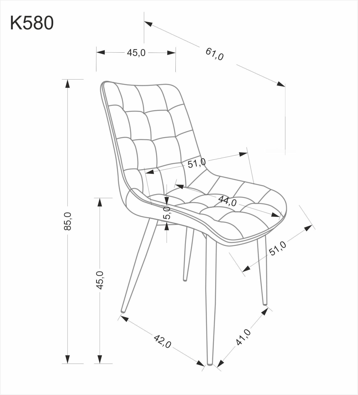 Jídelní židle K580 šedá