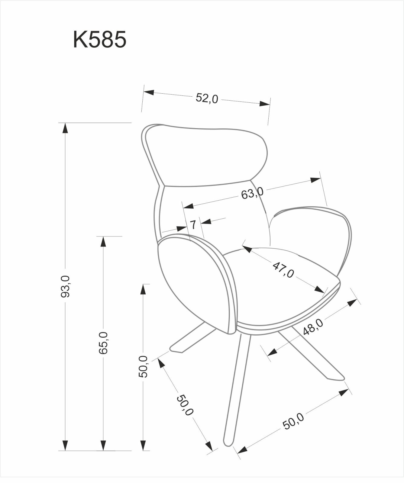 Jídelní židle K585 tmavě béžová/dub přírodní