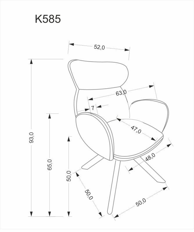 Jídelní židle K585 tmavě béžová/dub přírodní