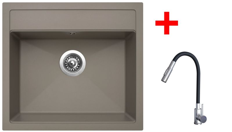 Sinks SOLO 560 Truffle + ELASTA S nerez/černá