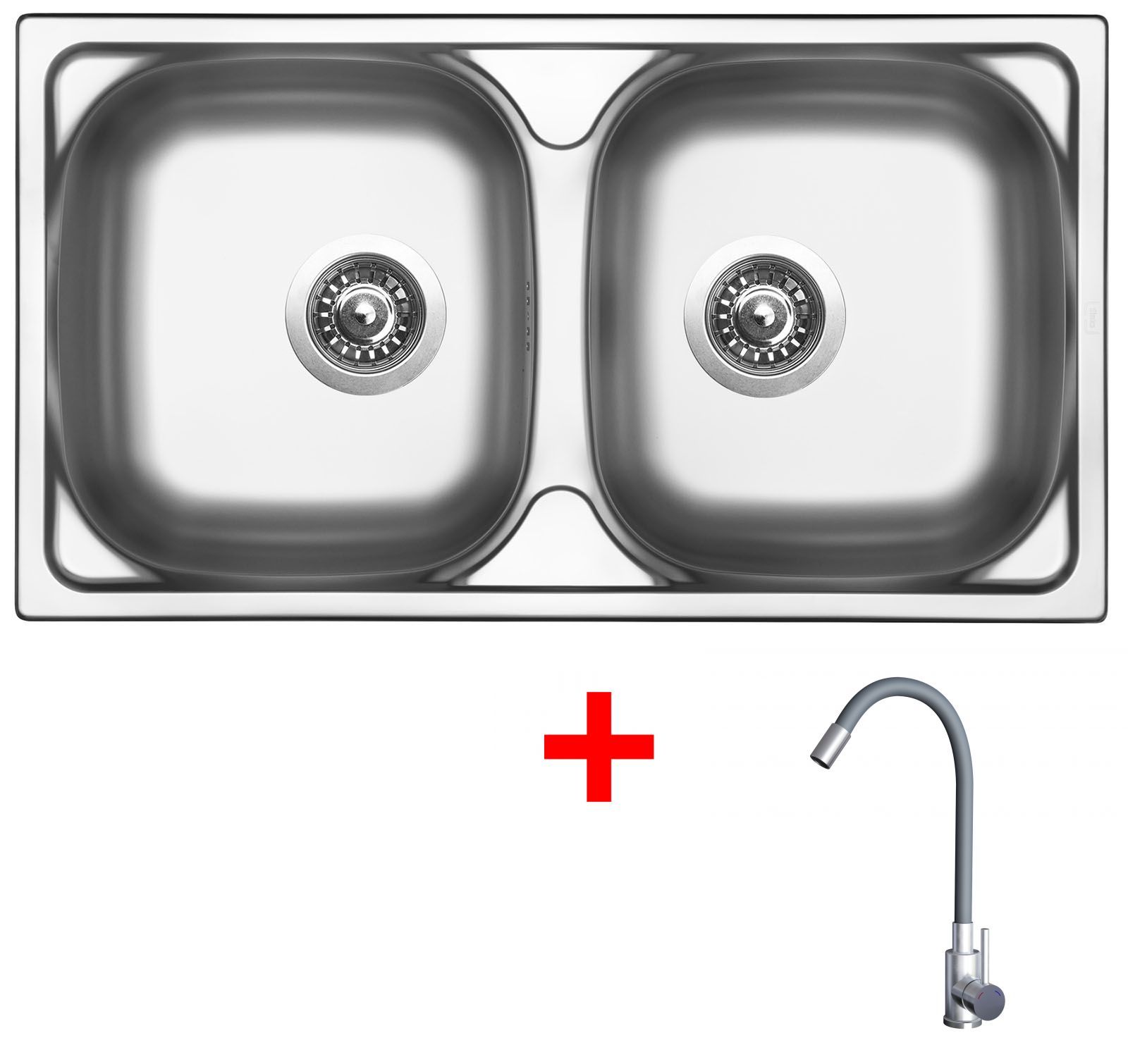 Sinks OKIO 780 DUO + ELASTA nerez/šedá