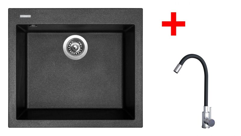 Sinks CUBE 560 Metalblack + Elasta nerez/černá