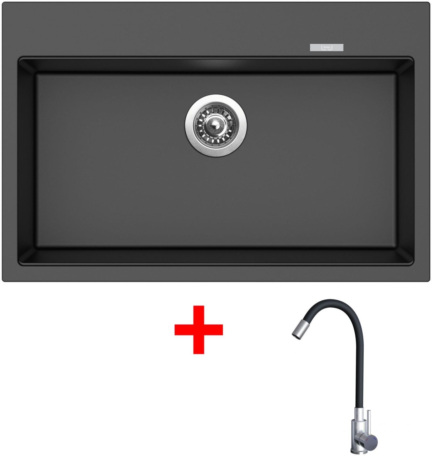 Sinks MAXIMO 780 Metalblack + Elasta nerez/černá