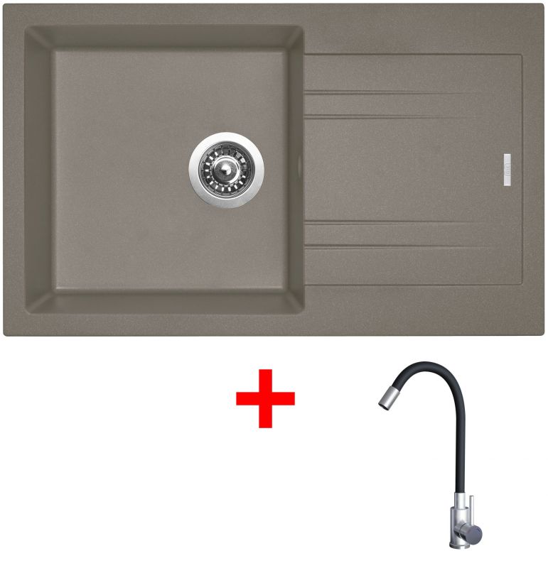 Sinks LINEA 780 Truffle + Elasta nerez/černá