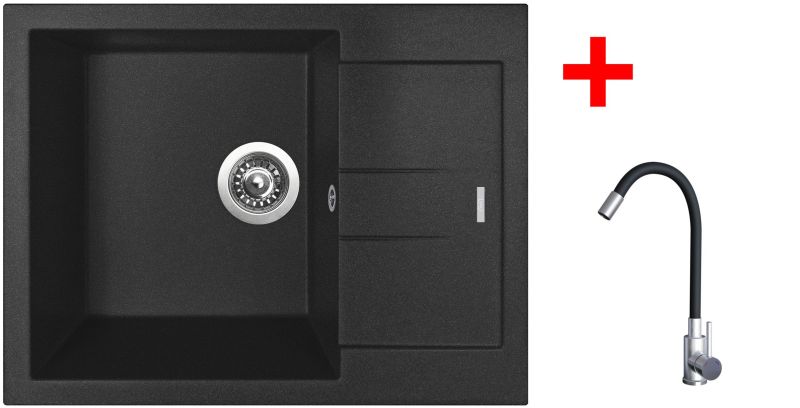 Sinks AMANDA 650 Metalblack + Elasta nerez/černá