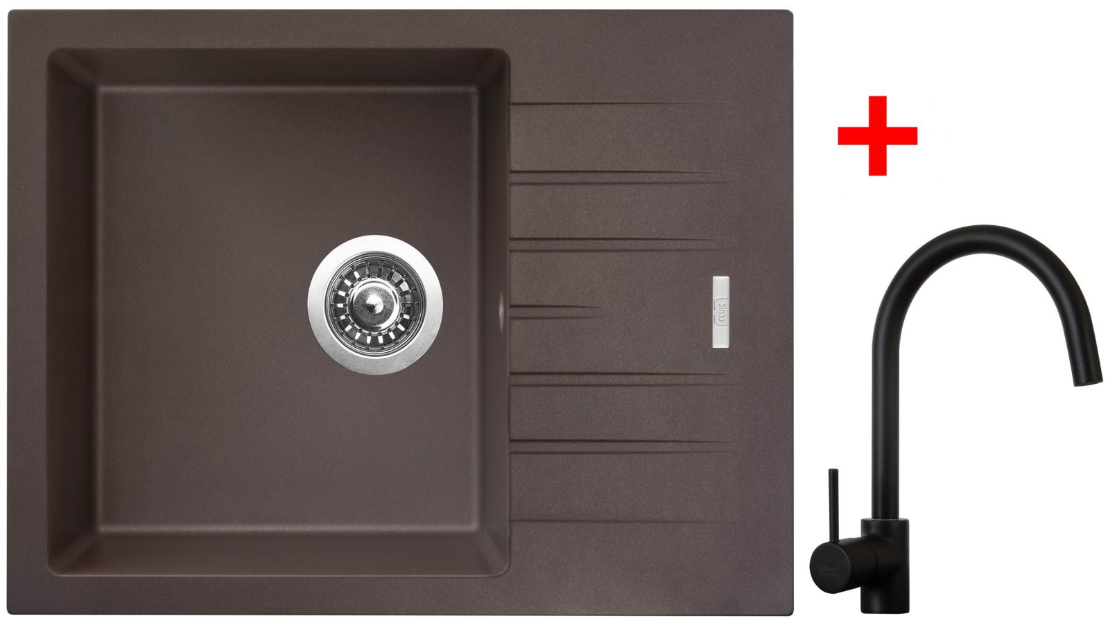 Sinks PERFECTO 650 Marone + Vitalia černá matná
