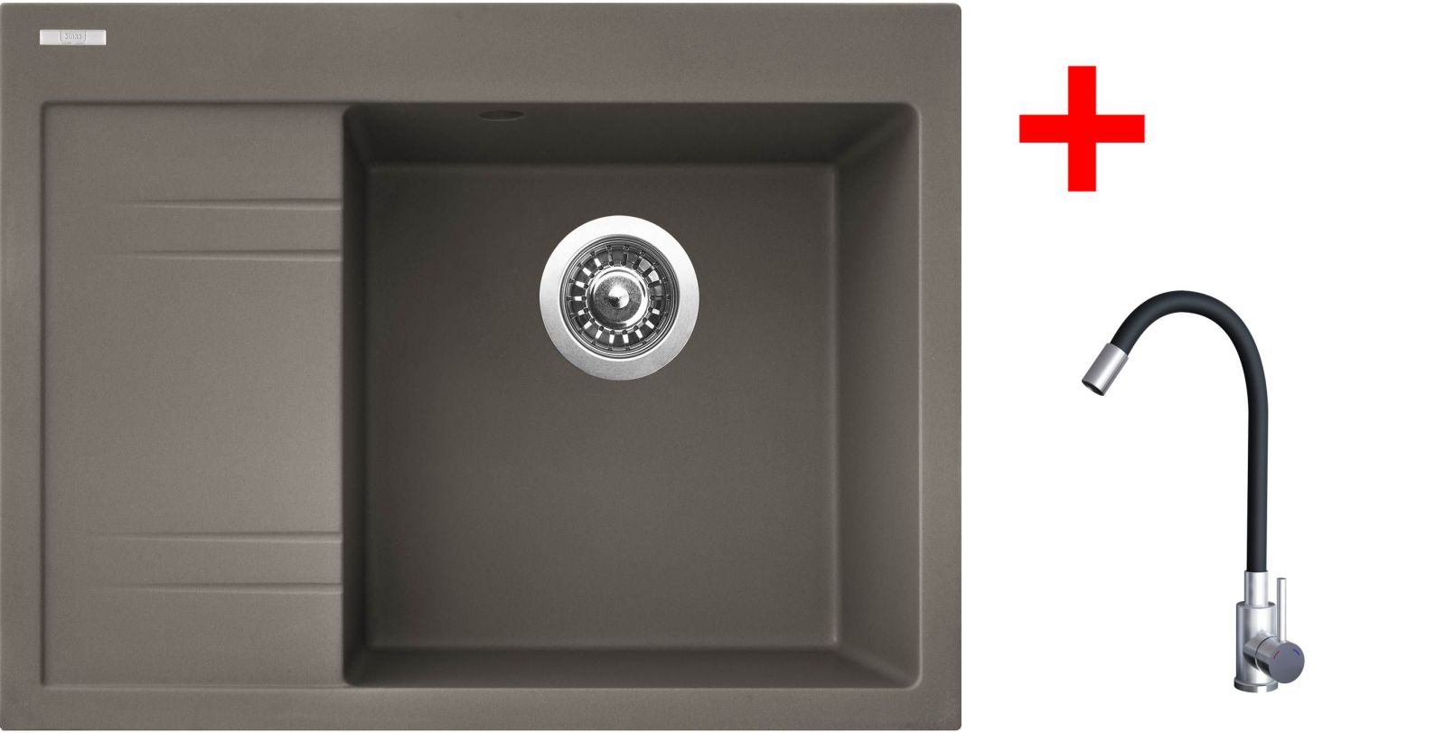 Sinks RIM 650 P Truffle + Elasta nerez/černá