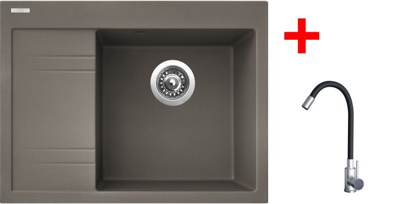 Sinks RIM 650 P Truffle + Elasta nerez/černá