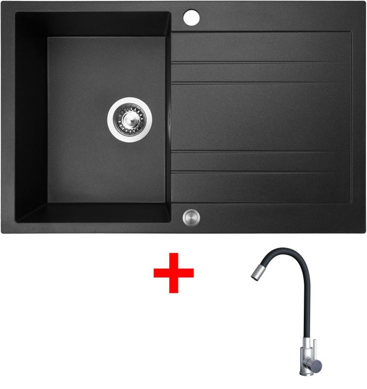 Sinks GRANDE 800 XC Granblack + Elasta nerez/černá