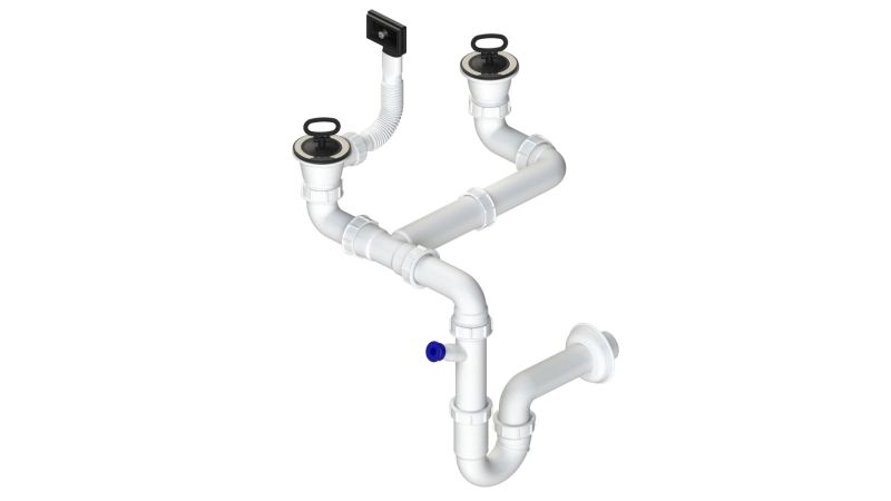 Sinks dvousifon 1 1/2" pro nerez. dřezy s úsporou místa