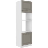 Skříň na vestavnou troubu a mikrovlnku STILLO SVĚTLE ŠEDÁ / BÍLÁ  60 DPM-210 2F