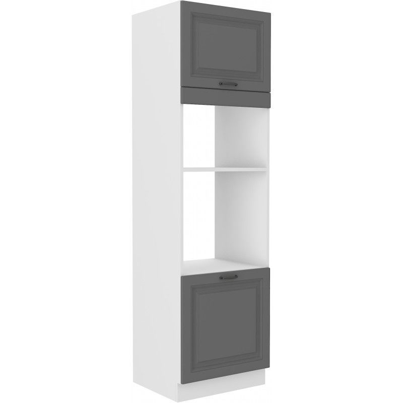 Skříň na vestavnou troubu a mikrovlnku STILLO TMAVĚ ŠEDÁ / BÍLÁ  60 DPM-210 2F