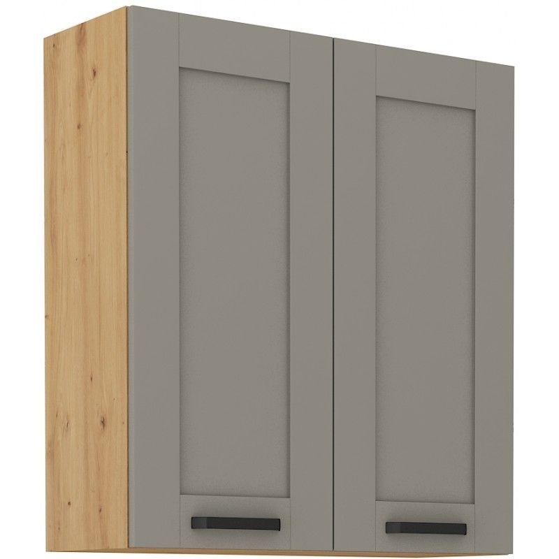 Vysoká horní skříňka LUNNA  SVĚTLE ŠEDÁ / ARTISAN 80 G-90 2F