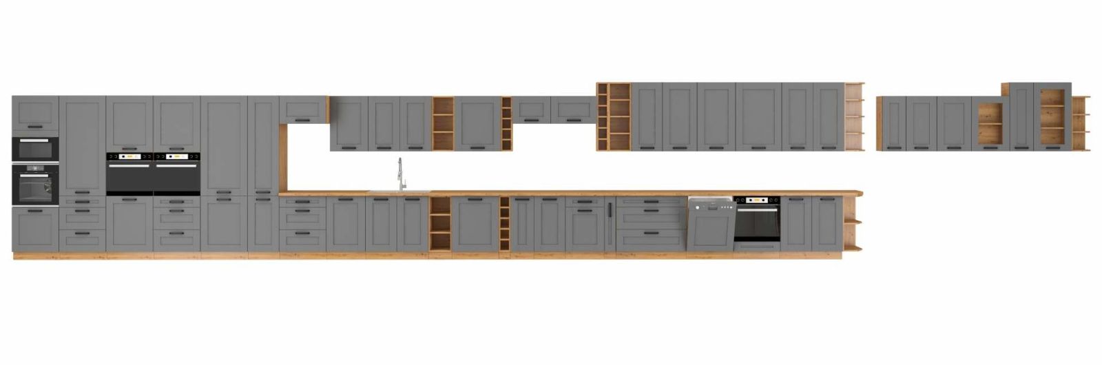 Vysoká skříň na vestavnou troubu LUNNA TMAVĚ ŠEDÁ / ARTISAN 60 DPS-210 3S 1F