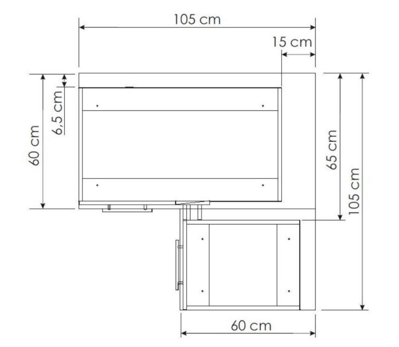 Spodní skříňka rohová LUNNA TMAVĚ ŠEDÁ / BÍLÁ  105 ND 1F BB