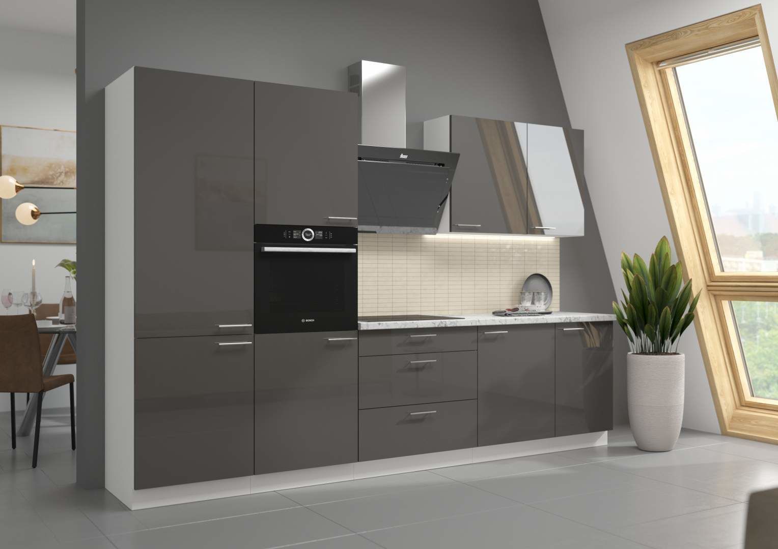 Vysoká skříň na vestavnou troubu LARA GREY 60 DPS-210 3S 1F