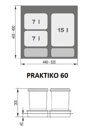 Dřezová skříňka s šuplíkem na koš CREMONA ANTRACIT 60 ZL 1S BB