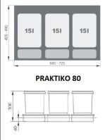 Dřezová skříňka s šuplíkem na koš CREMONA 80 ZL 1S BB